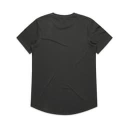 A black T-shirt with a rounded hem and no visible branding on the back.