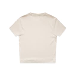 A plain cream-coloured t-shirt with a simple design and no visible logos or branding, viewed from the back.