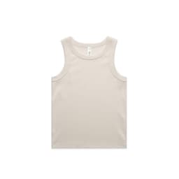 A ribbed singlet tank in a light beige colour, featuring a simple design and no visible branding.