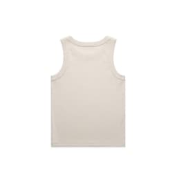 A plain beige rib tank top displayed from the back, featuring a simple design and no embellishments.