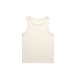 A cream-coloured organic rib tank top with no visible logos or branding. Suitable for casual wear.
