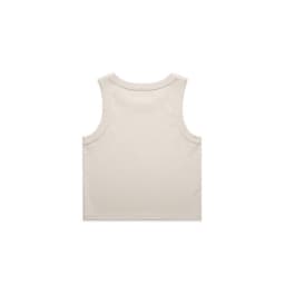 A beige organic rib crop tank with a simple design and no visible branding.