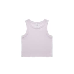 A light pink organic rib crop tank top with a simple design and no visible branding.
