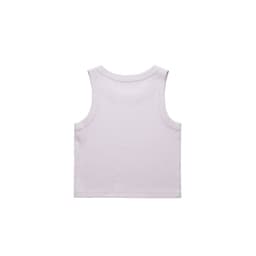A light purple organic rib crop tank top, featuring a simple design and a logo on the back.
