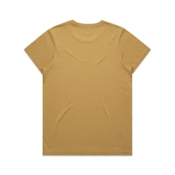 A plain, faded maple-coloured T-shirt with short sleeves and a simple back design. It features a logo.