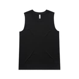 A black singlet tank top displayed flat, featuring a label and no visible branding.