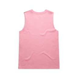 A pink sleeveless tank top with a smooth finish and no design elements visible. Features a logo on the fabric.