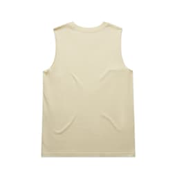A sleeveless tank top in a soft beige colour, featuring a smooth back design and a logo.