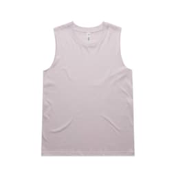 A light pink singlet with a sleeveless design and a logo tag. The fabric appears smooth and casual.