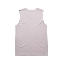 A pale pink sleeveless tank top with a simple design and a logo on the back.