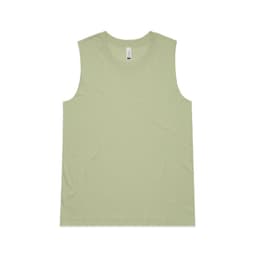 A light green singlet tank top featuring a plain design and a label at the neckline. It has a logo on the tag.