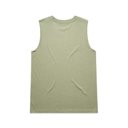 A light green sleeveless tank top with a simple design and a logo on the back.