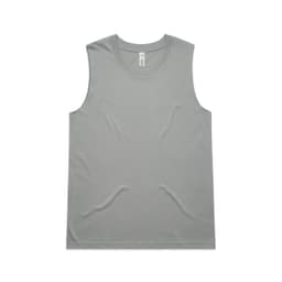 A light green singlet tank top, featuring a round neckline and no sleeves. Includes a branding logo.