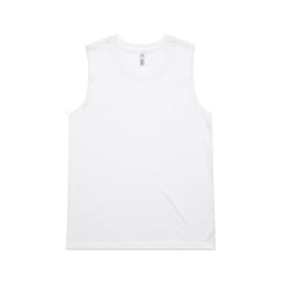 A white singlet tank top with a plain design and a small logo on the label.