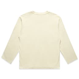 A light cream long-sleeve tee with a simple design and a small logo on the back.