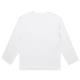A long-sleeve T-shirt in white, featuring a simple back design and no visible branding.