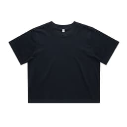 A black classic crop tee with a simple design and a small logo on the label.