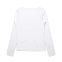A white long-sleeve T-shirt with a simple, clean design and no visible branding.