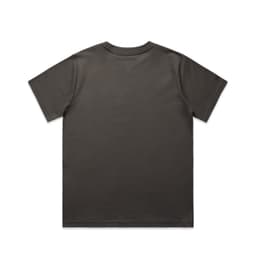 A dark grey t-shirt with a classic cut, featuring a plain back. It includes a logo or branding.