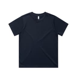 A navy blue t-shirt with a classic fit and a label inside. It features a simple design with no visible graphics.