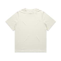 A plain cream heavy T-shirt with short sleeves and a regular fit, featuring a logo on the label.