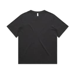 A black t-shirt with a relaxed fit and short sleeves. The shirt features a label at the neck and has a plain design.