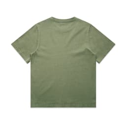 A green heavy faded T-shirt with a simple short-sleeve design and no visible branding.