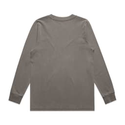 A long-sleeve t-shirt in a faded olive green shade, featuring a plain back and long sleeves.