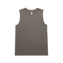 A faded olive green tank top with a sleeveless design and a small logo on the front.