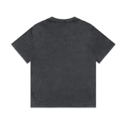 A dark grey heavy tee with a stone wash finish and short sleeves. The shirt features a logo.