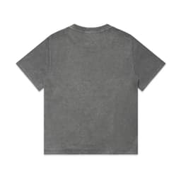 A grey stone wash heavy tee with a classic short-sleeved design and a plain back. Features a small logo.