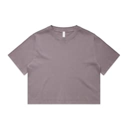 A heavy faded cropped tee in a soft mauve colour, featuring a simple design and a classic crew neck.