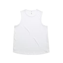 A white singlet tank top featuring a logo. The design is simple and suitable for various occasions.