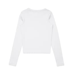 A white long-sleeve T-shirt with a fitted design and no visible branding.