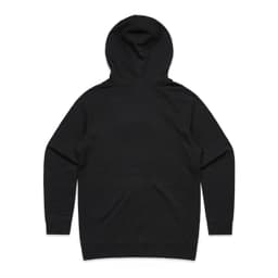 A black hoodie featuring a hood and long sleeves, with a simple, unembellished design.