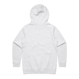 A grey hoodie with a hood and a plain backside, featuring long sleeves and a casual design.