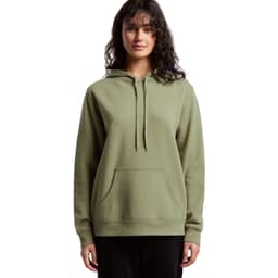 A green hoodie with a kangaroo pocket, featuring a drawstring hood and a casual fit. It has a logo on the front.
