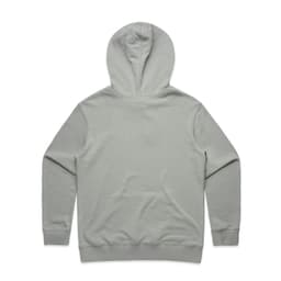 A light grey hoodie featuring a hood and long sleeves, with a plain back design and ribbed cuffs.