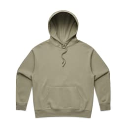 A green hoodie with a front pocket and a drawstring hood. The garment has a soft, casual design.