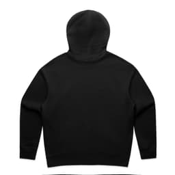 A black hoodie with a hood, featuring a simple design and no visible logos or branding.