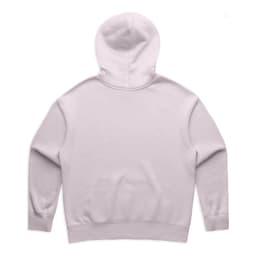 A light pink hoodie with a hood, featuring a simple design and no visible logos on the back.