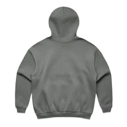 A grey hoodie with a plain back and a large hood. It features a waistband and cuffs in the same colour.