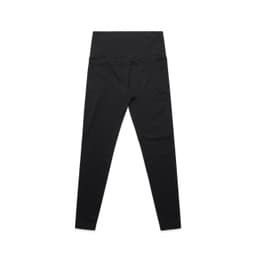 Black active leggings with a high waistband and a logo detail at the back.