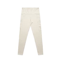 Active leggings in a light cream colour, featuring a high waist design and a subtle logo.