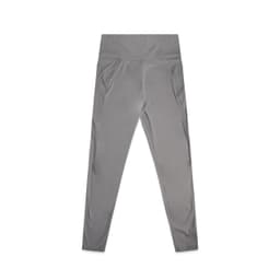 Active leggings in a soft grey colour, featuring a high waistband and side pockets, with branding visible.