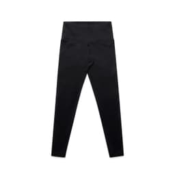 A pair of black seamless leggings featuring a high waistband and a branding logo.