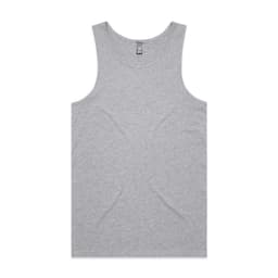 A grey singlet with a simple design and a logo at the neckline.