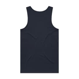 A navy blue singlet featuring a simple design and no visible logos or branding on the back.