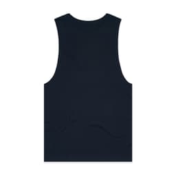 A navy singlet with a relaxed fit and no visible branding. The back view highlights its simple design.