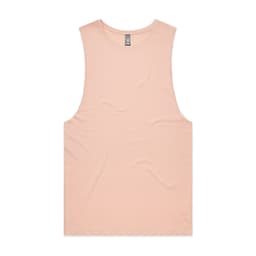 A peach-coloured singlet tank top with a relaxed fit and a brand logo.